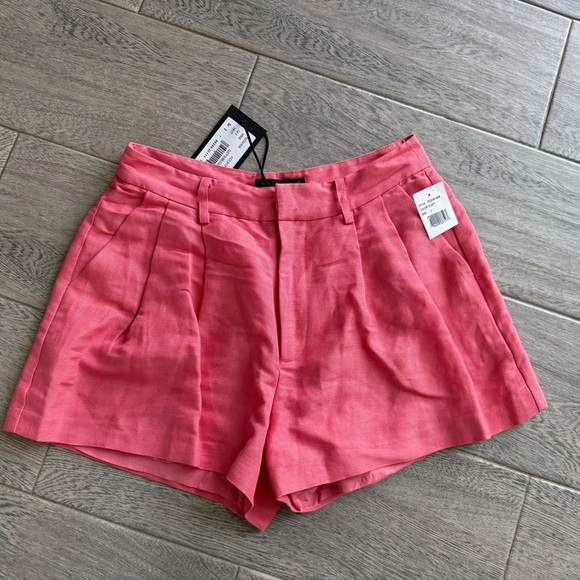 PAIGE Pants - PAIGE Pink Bermuda Shorts Tailored High-Waisted